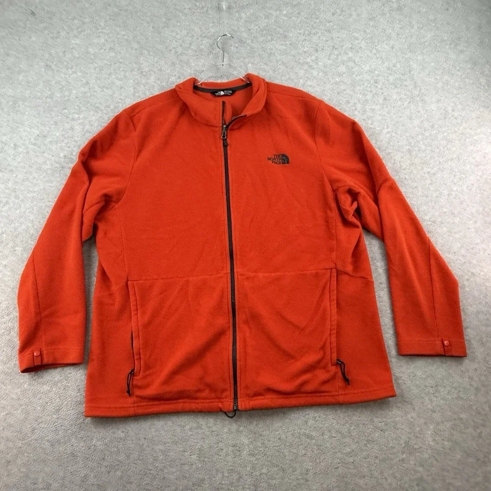 The North Face Zip Front Orange Long Sleeve Jacket Zip Pockets Size XXL Unisex